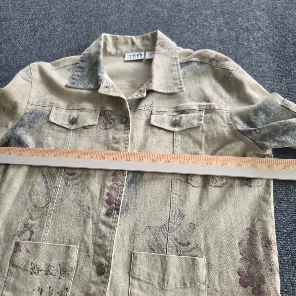 Chico's Beige Patterned Jean Jacket - image 3
